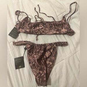 Skatie Brown & Mauve Abstract Print Bikini